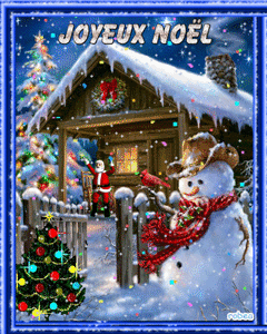 Gif animé joyeux Noël bonhomme de neige